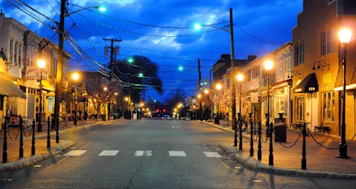 The night street in Audubon, NJ where TIna's Clean Team offers neighbors Home Cleaning Services
