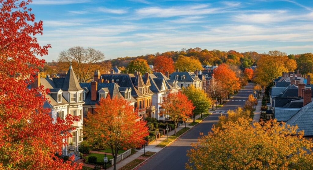 A beautiful picture in autumn of Haddon Heights, NJ neighborhood where we offer home cleaning services
