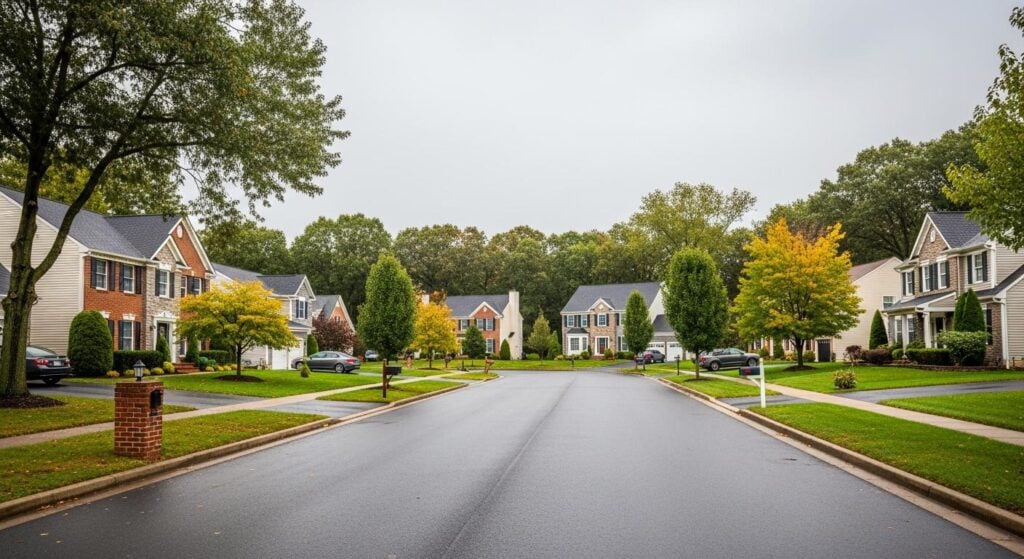 A beautiful suburban street in Voorhees where we offer NJ Home Cleaning Services